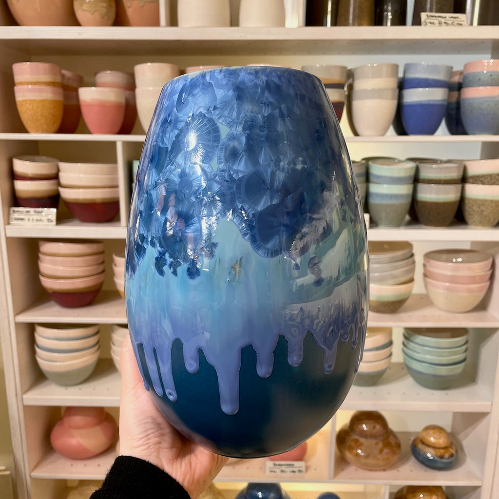 Crystal vase - Petrol blue