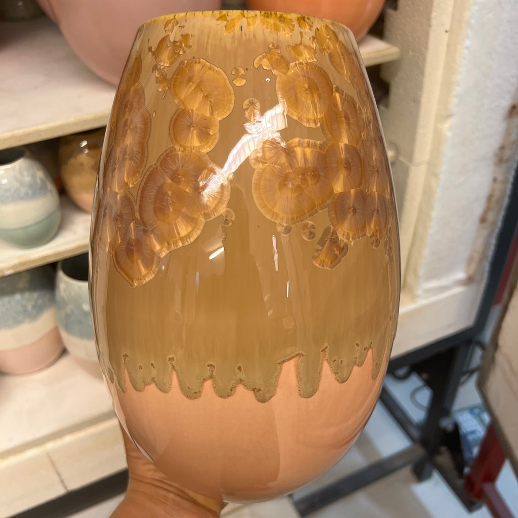 Crystal vase - Apricot / Golden Brown