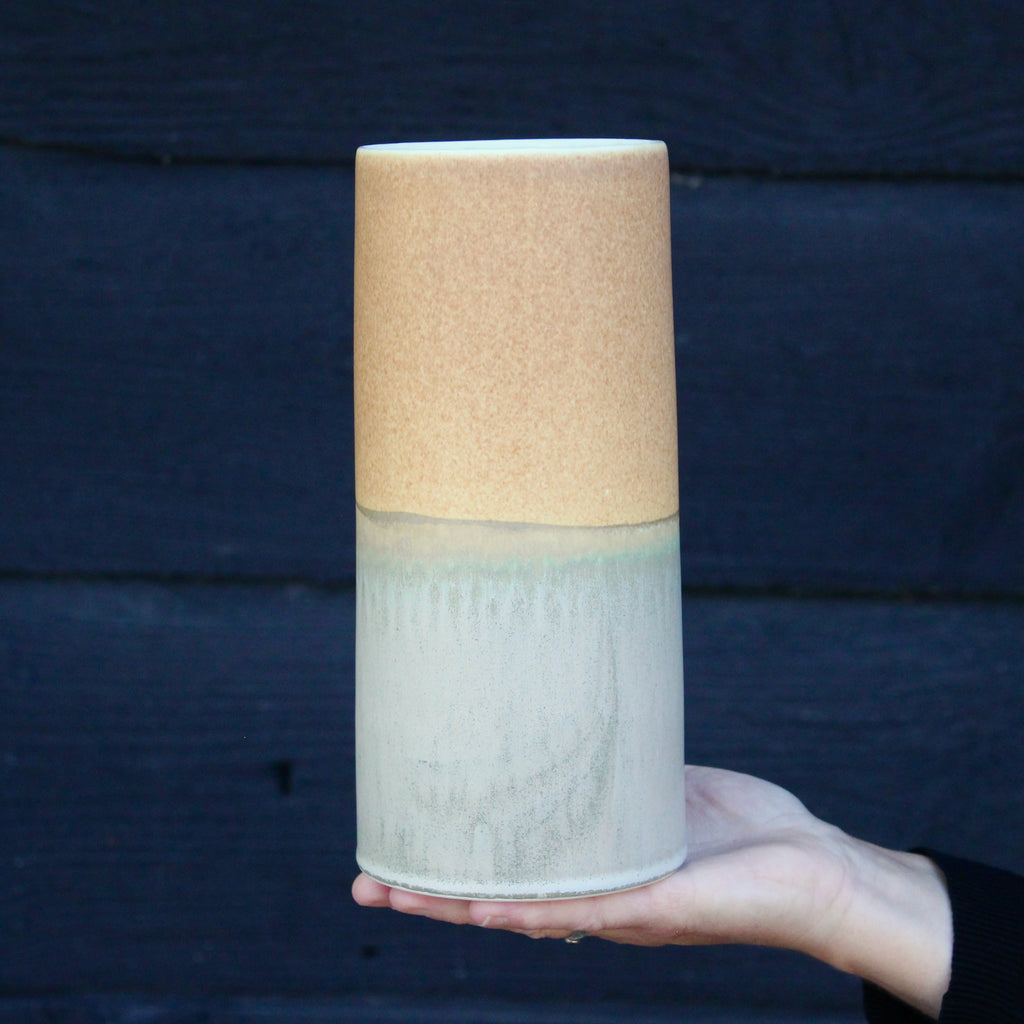 Sustainable Vase - Dusty Green / Warm Yellow