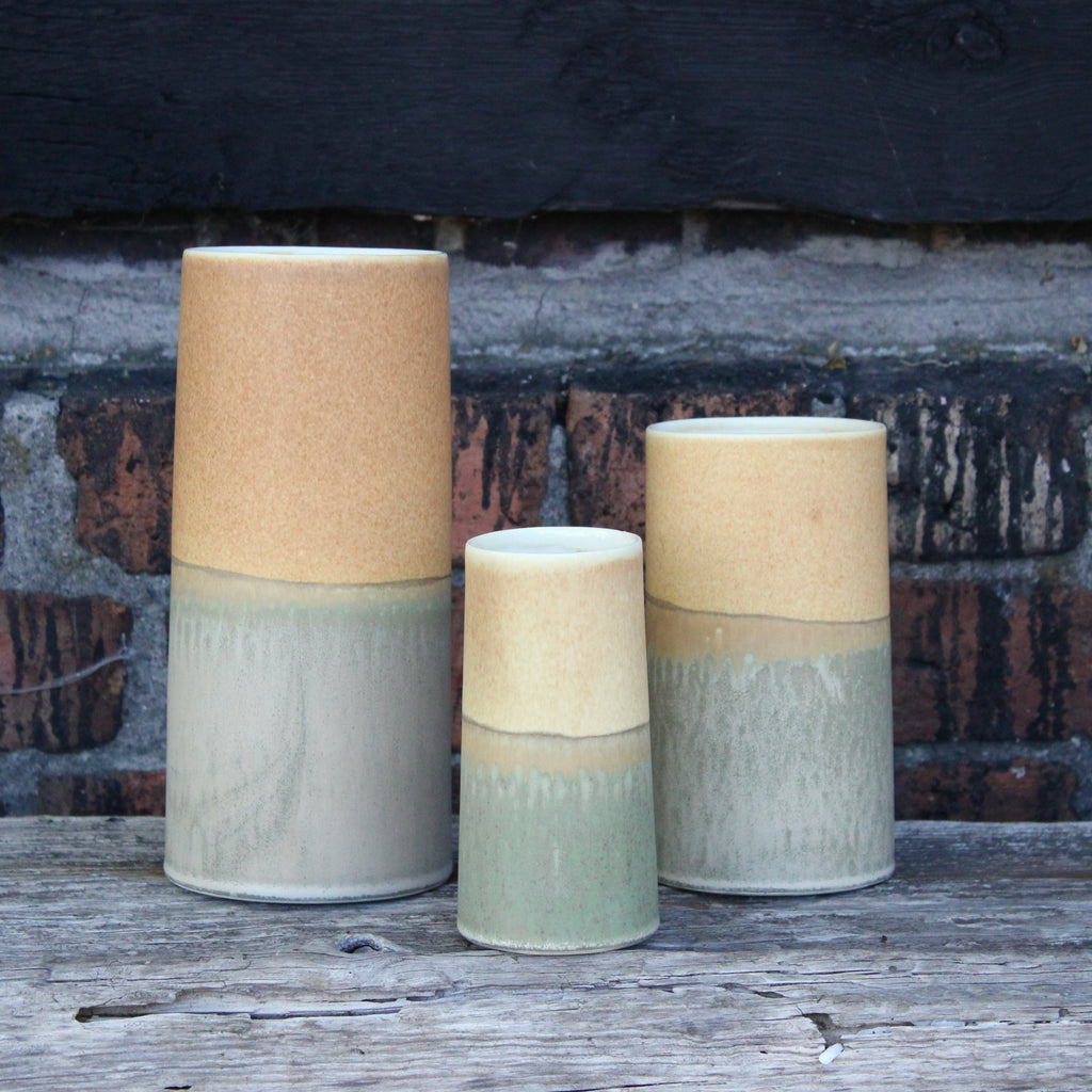 Sustainable Vase - Dusty Green / Warm Yellow