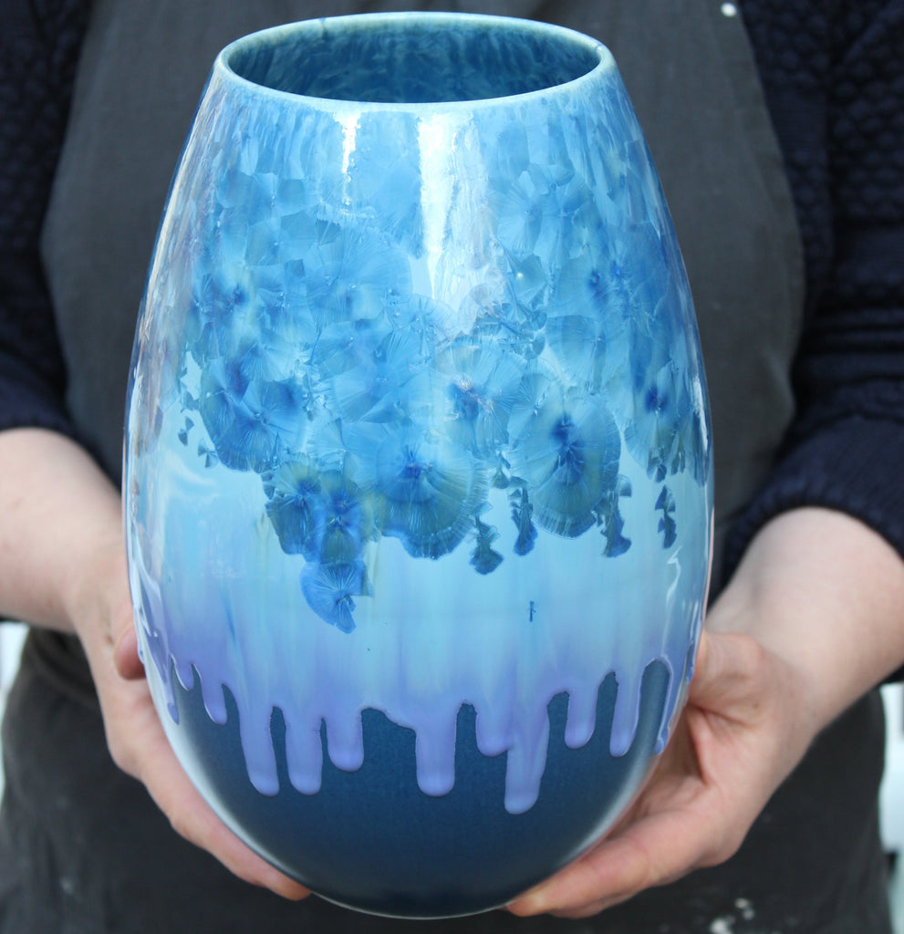 Crystal vase - Petrol blue