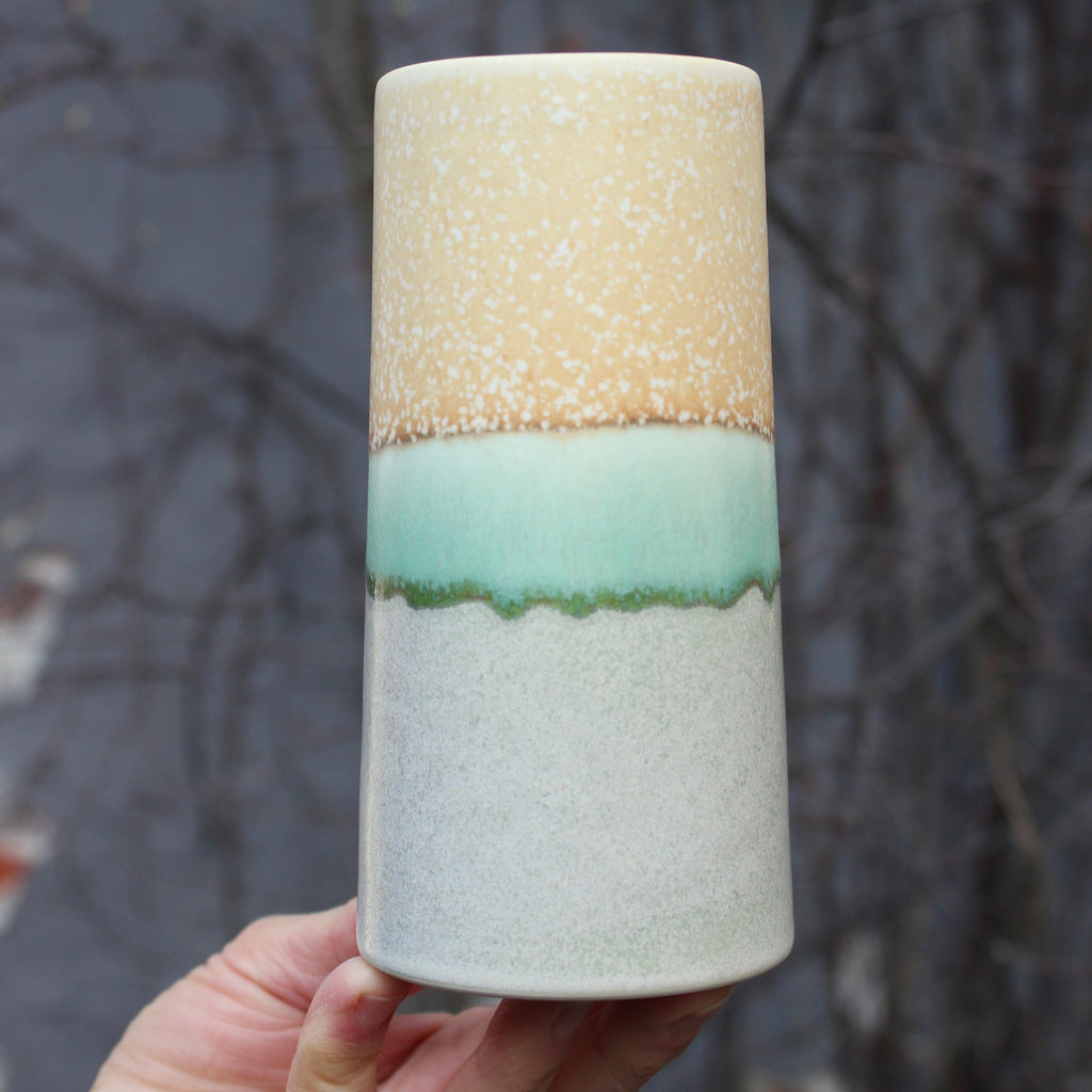 Sustainable Vase - Dusty Green / Yellow Freckles