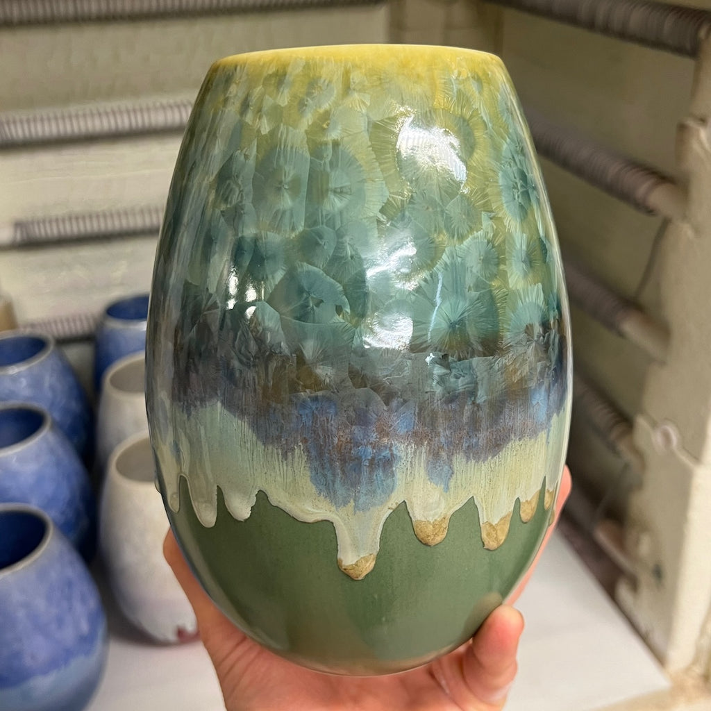 Crystal vase - Forest Green