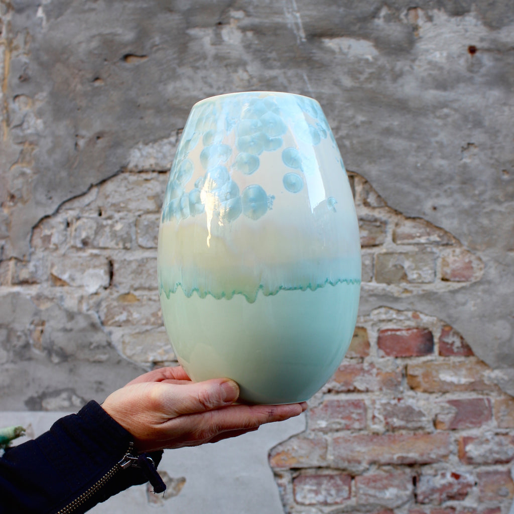 Crystal vase - Light Seagreen/Steel blue