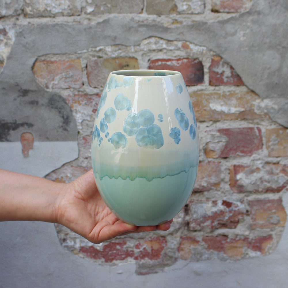 Crystal vase - Light Seagreen/Steel blue