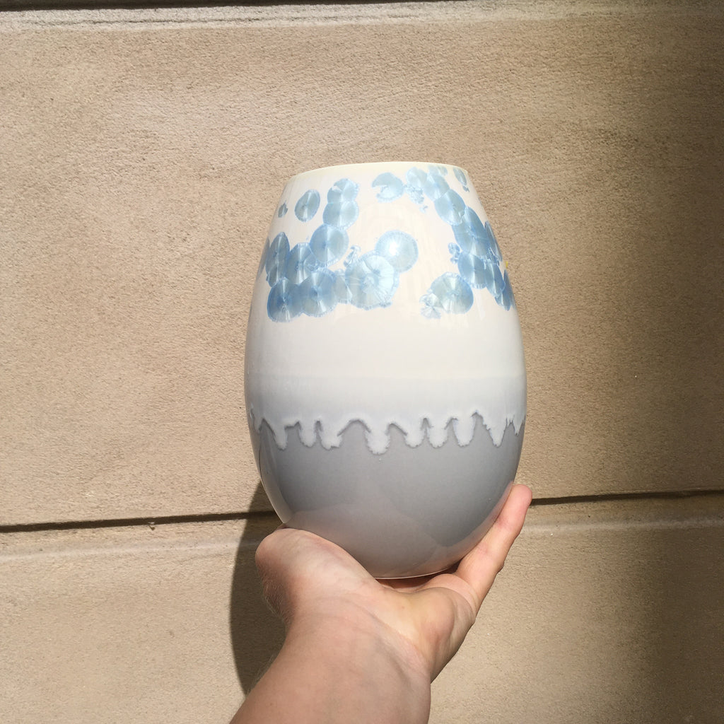 Crystal vase - Grey/Steel blue