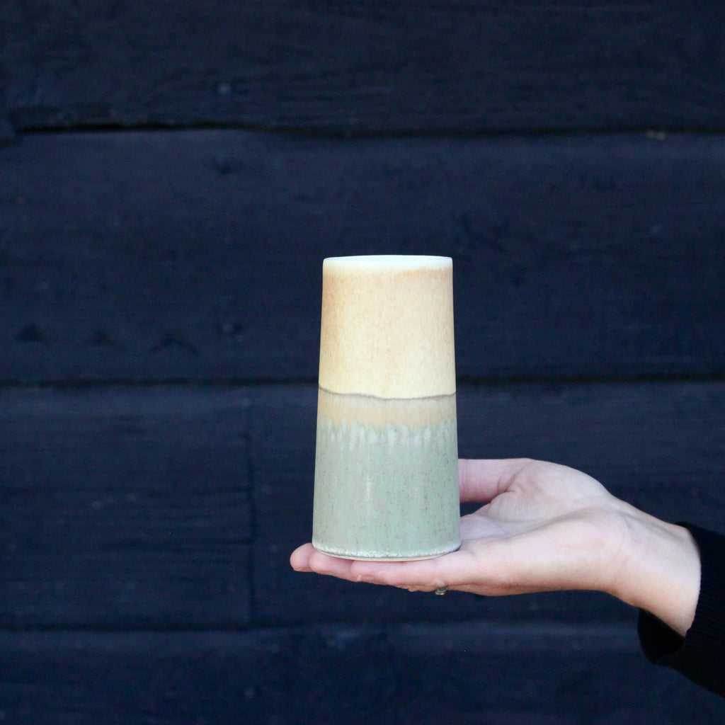 Sustainable Vase - Dusty Green / Warm Yellow