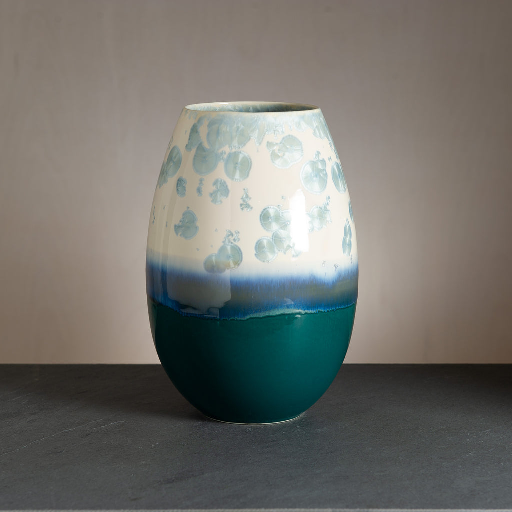 Crystal vase - Dark green/Steelblue