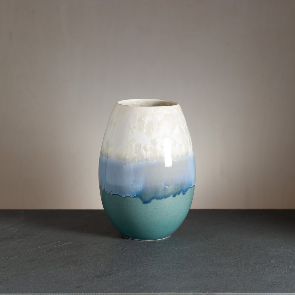 Crystal vase - Light petrol/Snow white