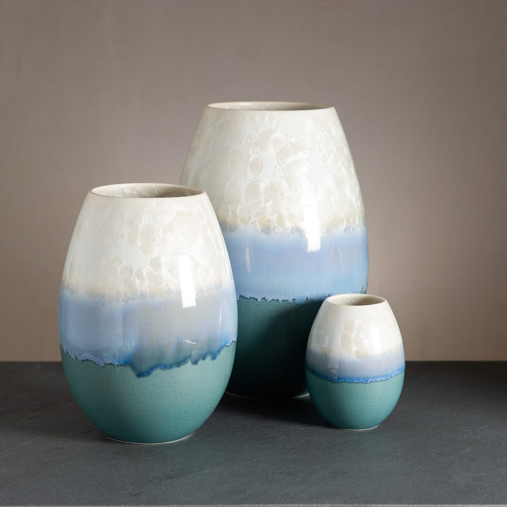 Crystal vase - Light petrol/Snow white