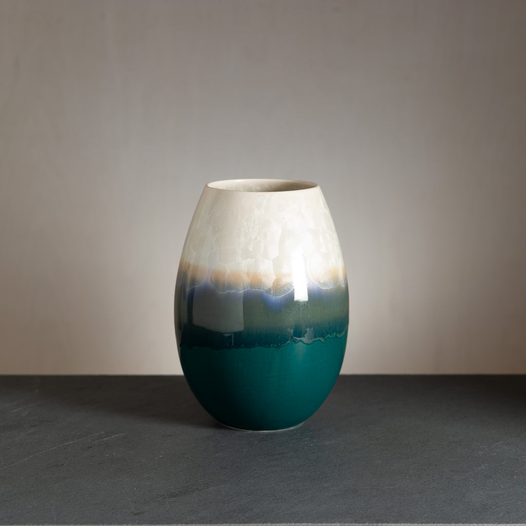 Crystal vase - Dark green/Snow white