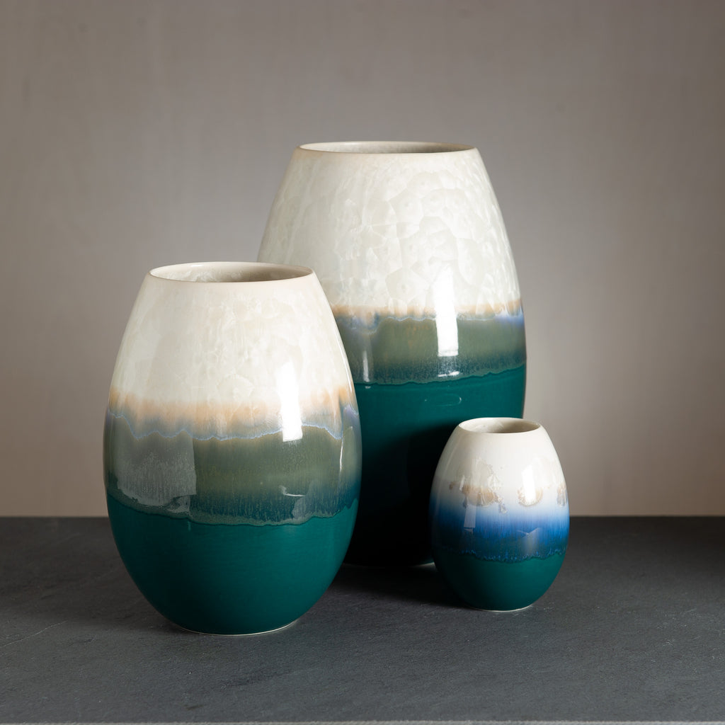 Crystal vase - Dark green/Snow white